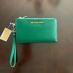 Michael Kors Jet Set Travel wristlet wallet, jewel green